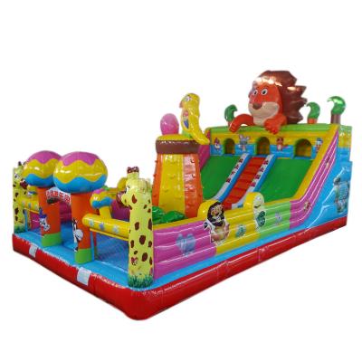 China 2022 Special Hot Selling PVC Animal Park Inflatable Slide Lion Slide Kids Jumping Castle for sale