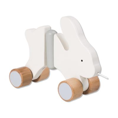 China Ester Bunny Animal Toy Montesorry Wooden Baby MDF Wheel Push Walker Pull Along Wooden Toy for sale