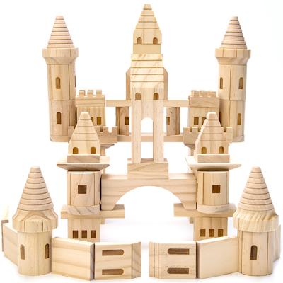 China Castle Building Blocks 66pcs Wooden Castle Building Blocks for sale