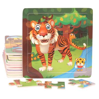 China Cartoon Toy Custom 9pcs Wooden Puzzle Toys Montessori Animal Educational Jigsaw Toys Kids Jigsaw Wooden Toys for sale