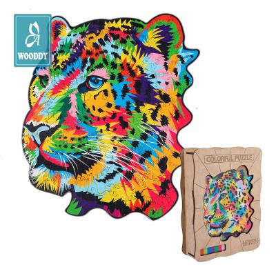 China DIY TOY A4 Size 125pcs Wooden Puzzle Best Gift for Adults and Kids Unique Leopard Shape Wooden 3D Puzzles for sale