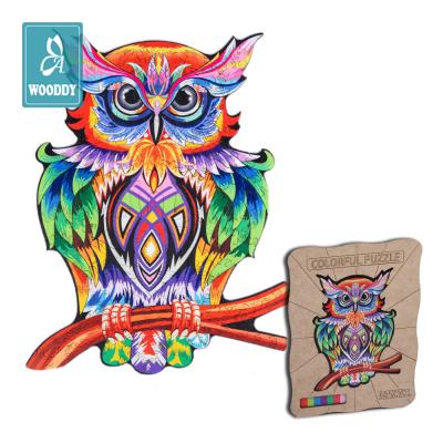 China DIY PLAY A4 Size 153 Pcs Wood Puzzles Best Gift For Adults And Kids Unique Shape Owl Wooden 3D Puzzles for sale