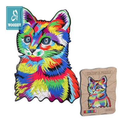 China DIY PLAY A4 Size 125 Pcs Wood Puzzles Best Gift For Adults And Kids Unique Wooden Cat Wooden 3D Shape Puzzles for sale