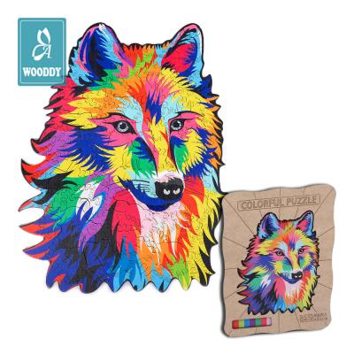 China DIY TOY A4 Size 169pcs Wooden Puzzles Best Gift for Adults and Children Shape Unique Wolf Wooden 3D Puzzles for sale