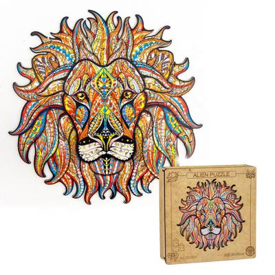 China DIY TOY Irregular Wooden Puzzles Educational toys Lion Shapes Kids Custom Jigsaw dinosaur 3d wooden puzzle for adults dropshipping for sale