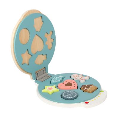 China Wooden Wooden Pretend Play Natural Kids Educational Waffles Maker Set Waffle Props Simulation Kitchen Toy For Kids for sale