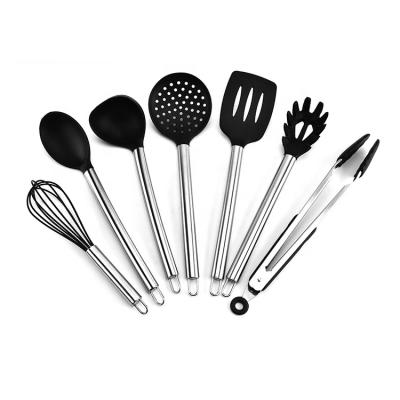 China Viable Wholesale Silicone Kitchenware 7 Piece Stainless Steel Kitchen Utensil Set for sale