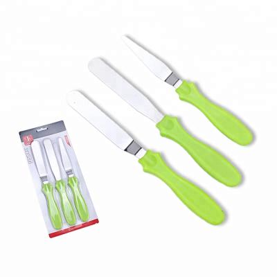 China Viable Cake Cream Icing Scraper Stainless Steel Butter Spatula Knife Decorating Baking Tool Set of 3 for sale