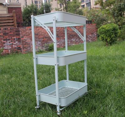 China PANEL 3 Seats Metal Serving Cart Slimline Kitchen Living Room Spa Storage Rolling Cart With Wheels for sale