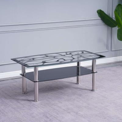 China High Quality Stable Luxury Glass Modern Furniture Living Room Furniture Stainless Steel Legs Glass Top Coffee Table for sale