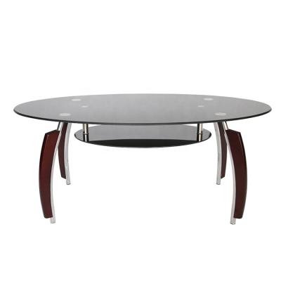 China Wholesale Fine Workmanship Modern Design Black Tempered Glass Coffee Table With Chromed Frame for sale