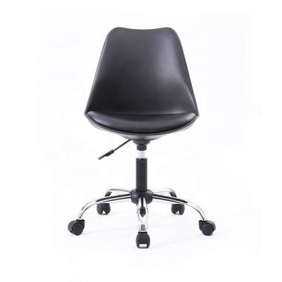 China Fashionable Fine Work Performance Furniture PU Leather Mid Cushion PP Plastic Office Back Revolving Chair With Wheels for sale