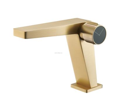 China Single Design Bathroom Water Metered Faucets Factory Price Taps Washroom Sink Mixer Tap Brass Faucet Mounted White Gold Basin Faucets for sale