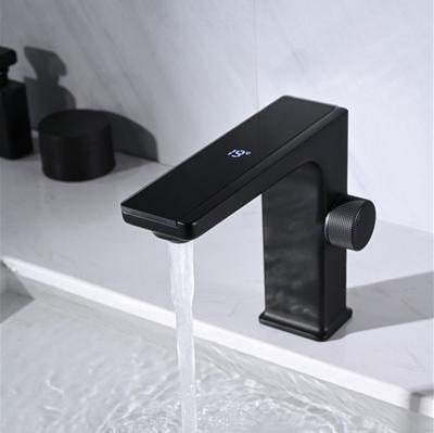 China Single Digital Basin Faucet Hot And Cold Water Faucets Selling Faucets Manufacturer Bathroom Warm White Wash Basin Faucet Brass Metered for sale