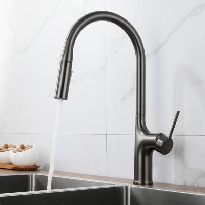 China Pull Out Spray Deck Mounted Hot And Cold China Faucet With Pull Down Gray Sprayer Kitchen Faucets for sale