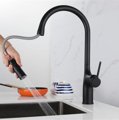 China Pull Out Spray Deck Mounted Hot And Cold China Faucet With Pull Down Sprayer Black Kitchen Faucets for sale