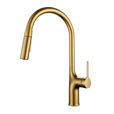 China Pull Out Spray Deck Mounted Hot And Cold China Faucet With Pull Down Sprayer Gold Kitchen Faucets for sale