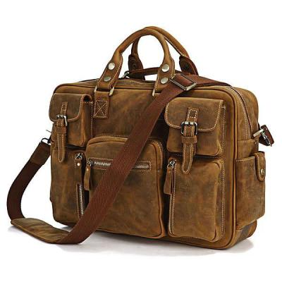 China Japan style high quality drop shipping top grade multifunctional fashion top vintage men's Crazy Horse leather travel bag for sale