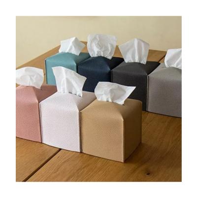 China Multifunctional Modern Leather Square PU Tissue Box Lid Napkin Holder For Living Room Office Tissue Boxes for sale