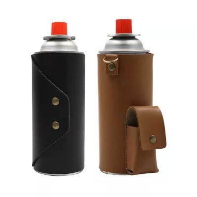 China Leather Multifunction Cover Protector Canister Gas Canister Storage Bag Outdoor Fuel Cylinder Storage Cover Bag for sale