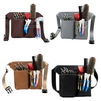 China Professional PU Leather Scissor Bag Multifunctional Waist Pocket Barber Hairdressing Shears Comb Holster with Hold Belt for sale