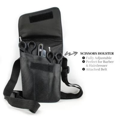 China Water Proof Barber Hair Scissors Leather Hip Bag Salon Holster Shears Belt Pouch Pet Scissors Waist Bag for sale