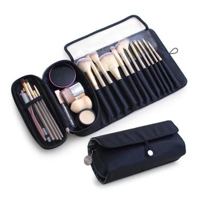 China Multifunctional Portable Makeup Brush Holder Organizer For Travel 20+ Hold Brushes Cosmetic Bag Makeup Brush Roll Up Case Pouch for sale