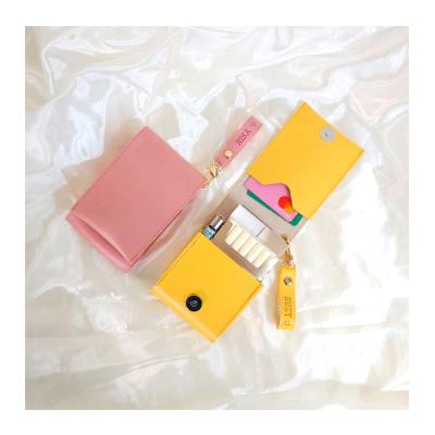 China Multifunctional Leather Lipstick Pouch Travel Makeup Bag Cigarette Holder Card Holder Coin Purse for sale