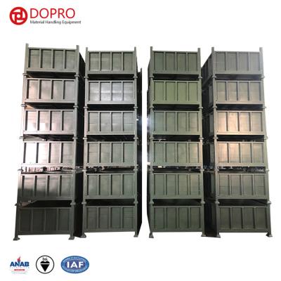 China Crack Warehouse Stacking Heavy Duty Q235 Folding Steel Collapsible Metal Pallet Box For Transportation for sale