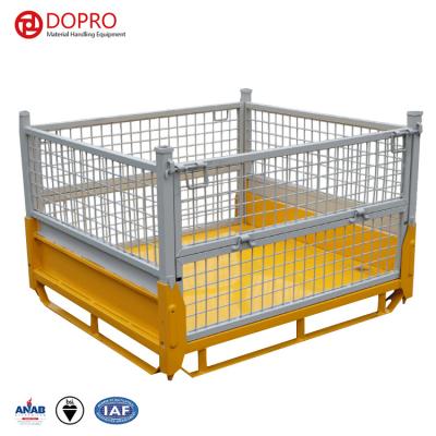 China Collapsible Wire Mesh Wire Container Heavy Duty Customed Industrial Stackable Cages Pallet Box Steel Warehouse for sale