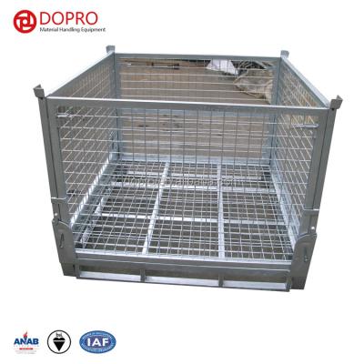 China Returnable Collapsible And Stackable Zinc Metal Wire Mesh Welded Steel Storage Cargo Pallet Cages Customed for sale