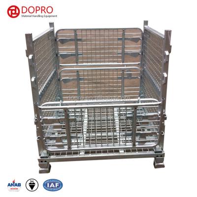 China Customed Promotional Heavy Duty Galvanized Collapsible Steel Storage Zinc Wire Mesh Cage Pallet for sale