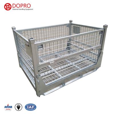 China Customed Qualified Heavy Duty Stackable Collapsible Zinc Wire Mesh Cage Steel Pallet for sale