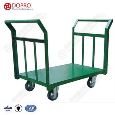 China Industrial Trucks Double Hand Trolley Industrial Trolley Hand Platform Mute Push Cart for sale