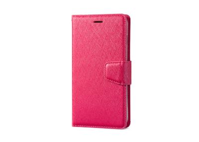 China Pink iPhone 8 Plus Wallet Leather Case With Three Card Slots Holder Pink for sale