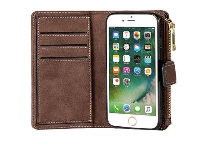 China Classic iPhone 8 Plus Wallet Leather Case / Ultra Strong Magnetic Closure Wallet for sale