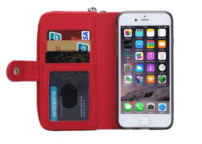 China Detachable IPhone X Wallet Phone Case /  Vegan Leather Wallet Case Red for sale