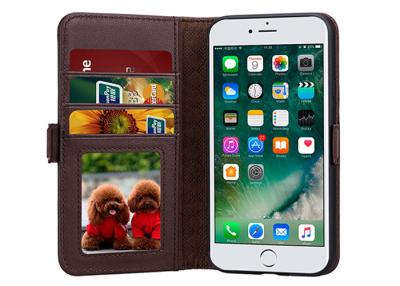 China IPhone 7 Leather Folio Cover With Luxury Business , Cell Phone Wallet Case Coffee for sale