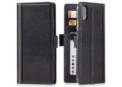 China Black Handmade Leather Folio Cover With Magnetic Closure / Full Grain Wallet Case for sale