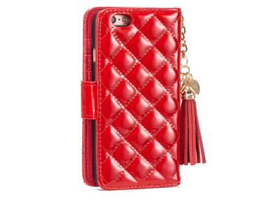 China Red 4.7 Inch Iphone Leather Wallet Case For Apple iPhone 6s , Large Capacity for sale