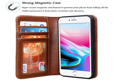 China Detachable Slim Genuine Leather Folio Case / IPhone 8 Wallet Phone Cover for sale