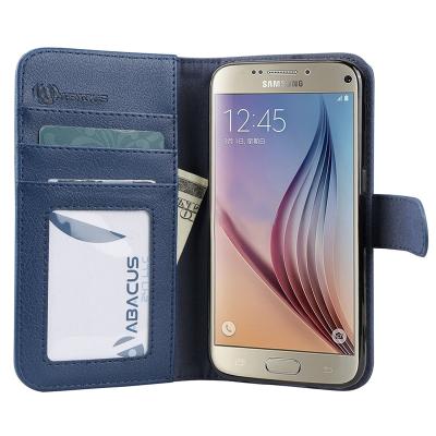 China Cubierta de cuero azul antidetonante, caja del cuero de la cartera del Samsung Galaxy S7 en venta