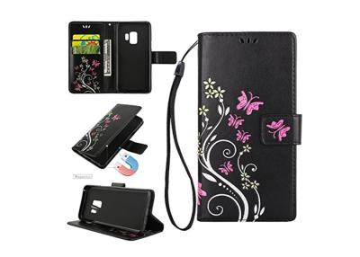 China Flower Leather Flip Cover For Samsung Galaxy S9 / Ultra Slim Women Wallet Case for sale