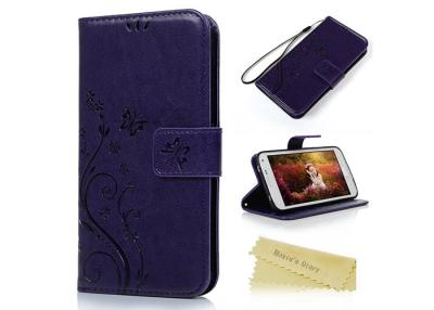 China Butterfly Pattern Leather Flip Phone Cover / Samsung Galaxy S5 Leather Wallet Case for sale