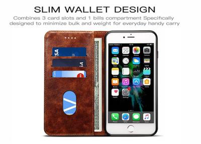 China Card Slots Leather Flip Phone Cover For iPhone 8 , Leather Flip Phone Case for sale