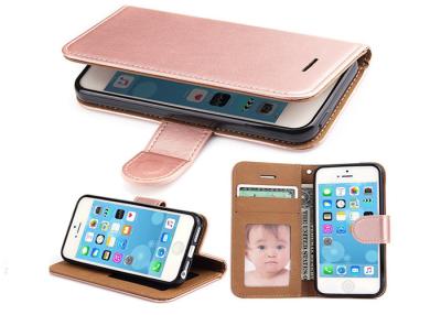 China Shockproof Rose Gold Leather Flip Phone Cover For Apple IPhone 6 6s 4.7 Inch for sale