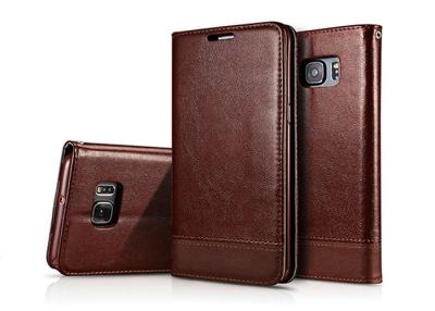 China Antiknock Coffee Samsung Leather Case , Magnetic Book Stand Folio Cover for sale