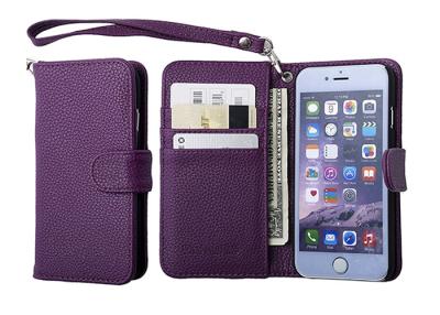 China 2 in 1 Purple Protective Leather Phone Case For iPhone 6 6s , PU Leather Material for sale