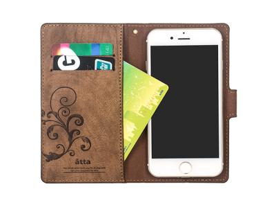 China Two - layer Silicone Wallet Leather Case / Apple iPhone 5 Flip Cover Brown for sale