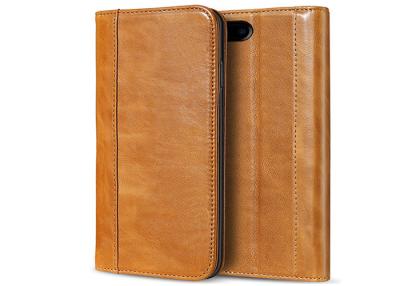 China Card Slots Type Genuine Leather Phone Case For Apple iPhone 8 Plus Brown for sale